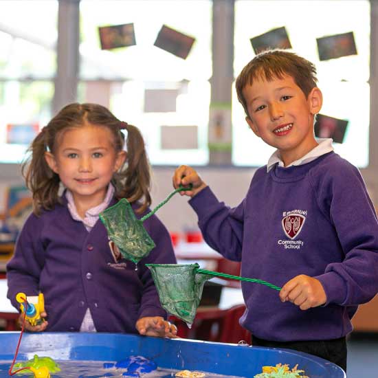 Gril and boy in reception class