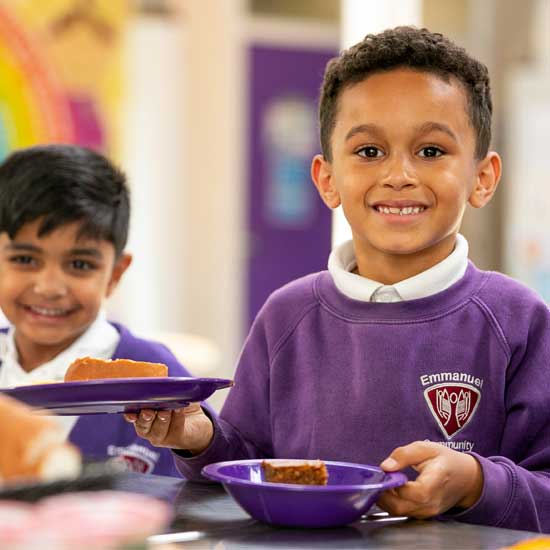 Year 2 children at lunch