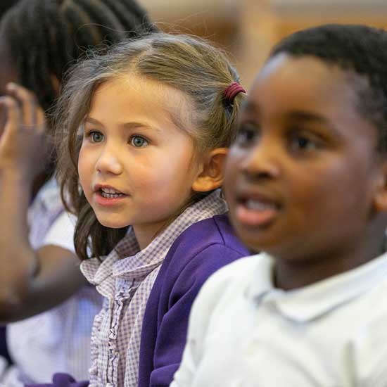 Children in school assembly