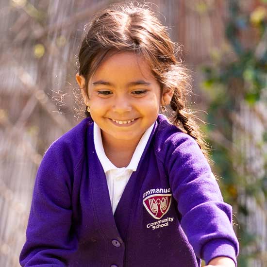 Reception child on play equipment